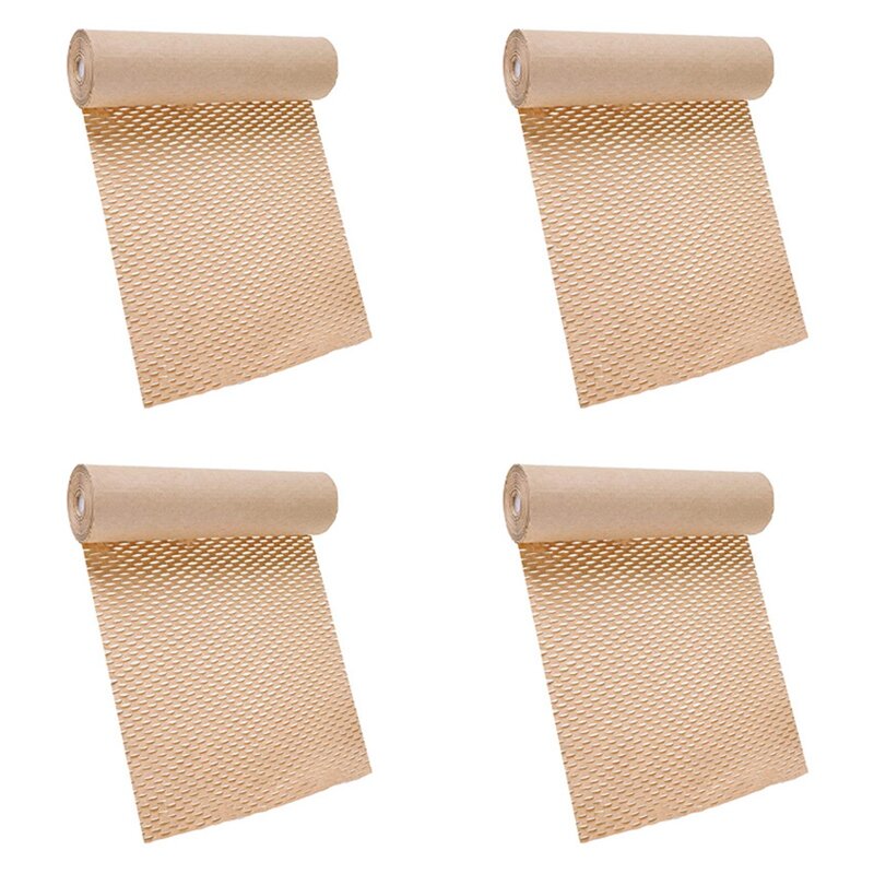 4X Honeycomb Packaging Paper Cushioning Kraft Paper Wrap Roll 11.8 Inch X 65 Feet Eco-Friendly Honeycomb Protective Wrap