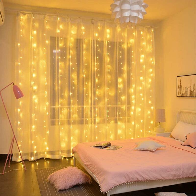 Lámpara de cortina de alambre de cobre Led con Control remoto, cadena de luces navideñas con Usb, luces de Color ambiental para habitación de niñas