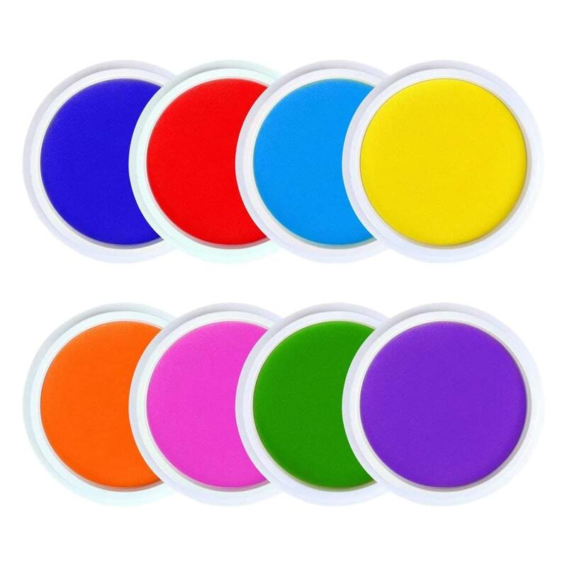 Rainbow Craft Ink Pad Vivid Multi-Colored Round Jumbo for Wood Teachers Kids