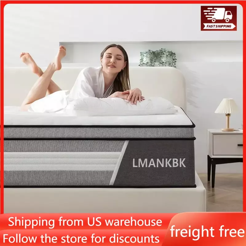 King Mattress, 14 Inch Hybrid Mattress in a Box with Gel Memory Foam, Individually Wrapped Encased Coil Pocket Spring Mattress