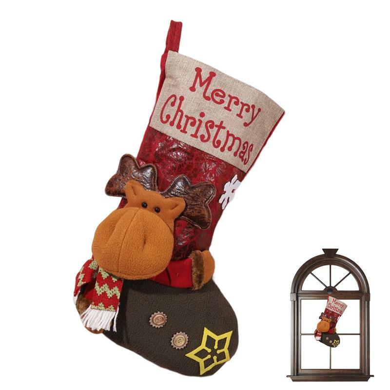 Skarpetki torebki świąteczne prezenty worek na cukierki łoś choinka Santa bałwan wiszący Ornament nowy rok dekoracje Christma