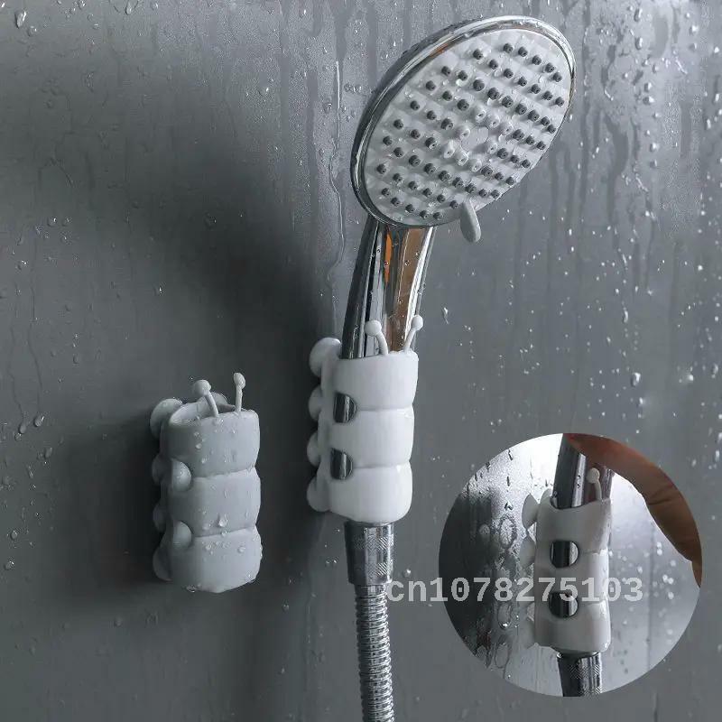 Soporte para cabezal de ducha, ventosa, baño doméstico, ajustable, silicona, succión de pared, ventosa, portátil