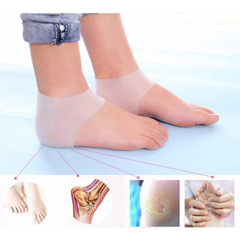 Gel Silicone Heel Protector Heel Cups Spurs Cracked Plantar Fasciitis Gel Heel Pads Sleeve Socks Feet Care Skin Repair Cushion
