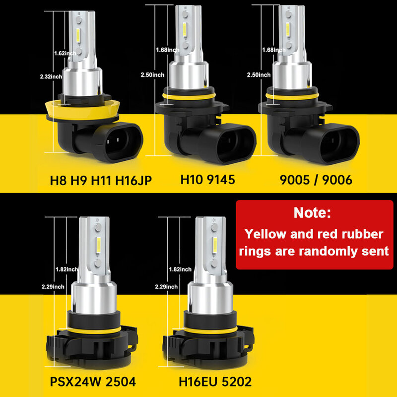Bmtxms-フォグライト,2つのcanbus h11 h8 LED電球,h10,h16,5202,psx24w,2504,hb4,9006,hb3,csp,ドライブ,白,黄色