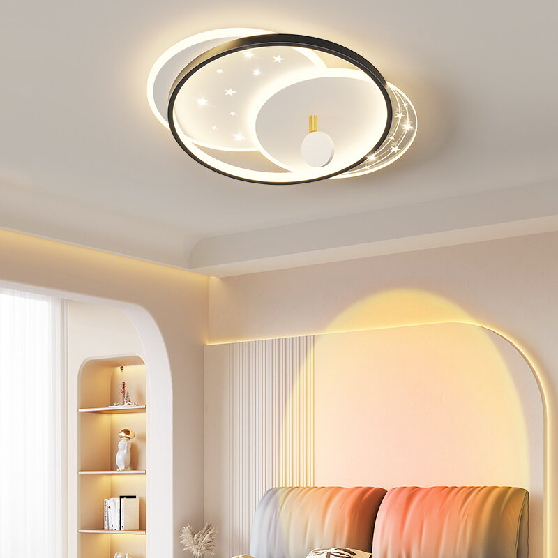 Lustre de teto LED para quarto, lâmpada simples, redonda e quadrada, iluminação Home Decor, sala de estar e estudo, novo design, AC90-260V