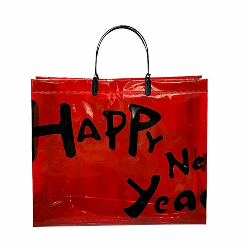 حقيبة تعبئة شفافة ، حقيبة هدايا حمراء للعام الجديد ، حقيبة تسوق صديقة للبيئة احتفالية ، رجال
