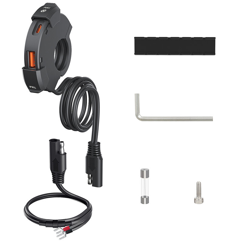شاحن USB للدراجة النارية ، مقبس هاتف خلوي ، حماية متعددة ، ضد الماء ، Type-C ، PD ، QC3.0 ، 12V-24V
