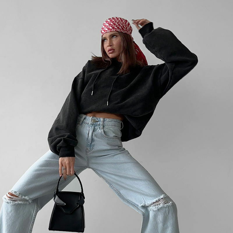 Streetwear übergroße Herbst Hoodies weibliche Brief gedruckt lässig Fleece Pullover Mode Kapuze Sweatshirts Kleidung