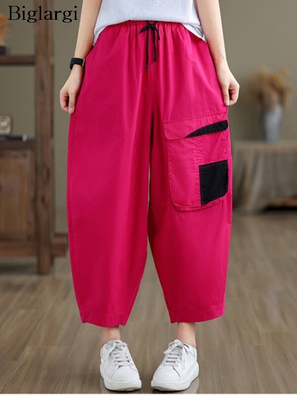 Oversized Spring Summer New Elastic High Waist Pant Women Print Fashion Casual Ladies Trousers Loose Pleated Woman Harem Pants