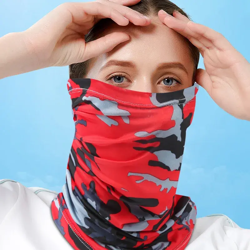 Bufanda de protección UV, cubierta facial de seda de hielo, tubo para el cuello, secado rápido al aire libre, pesca, ciclismo, Bandana transpirable