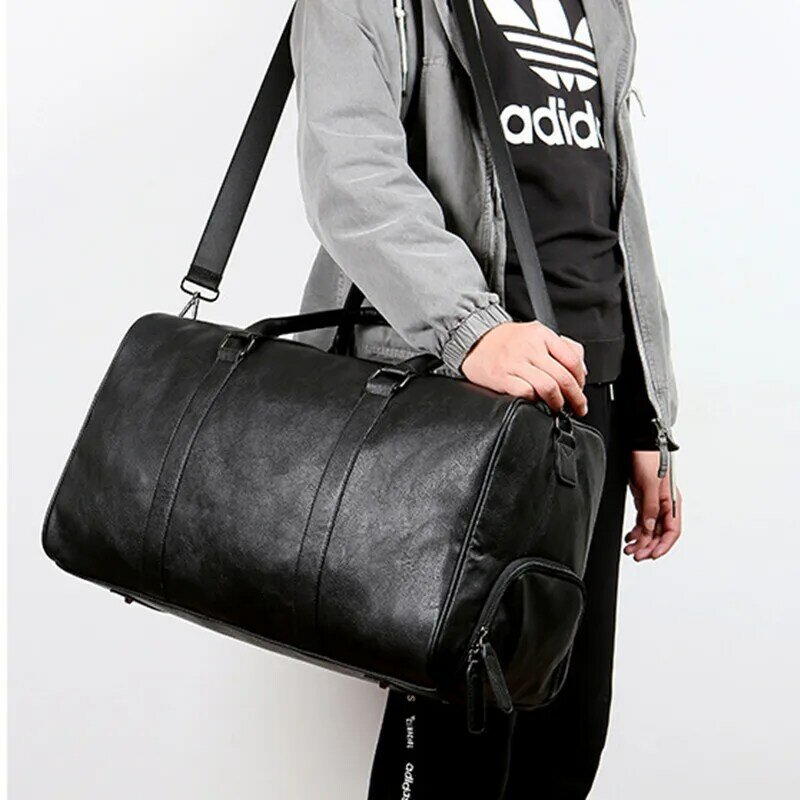 Вместительная Черная Мужская Дорожная сумка для выходных, вещевая сумка, женская сумка, мужская сумка через плечо для фитнеса и спортзала