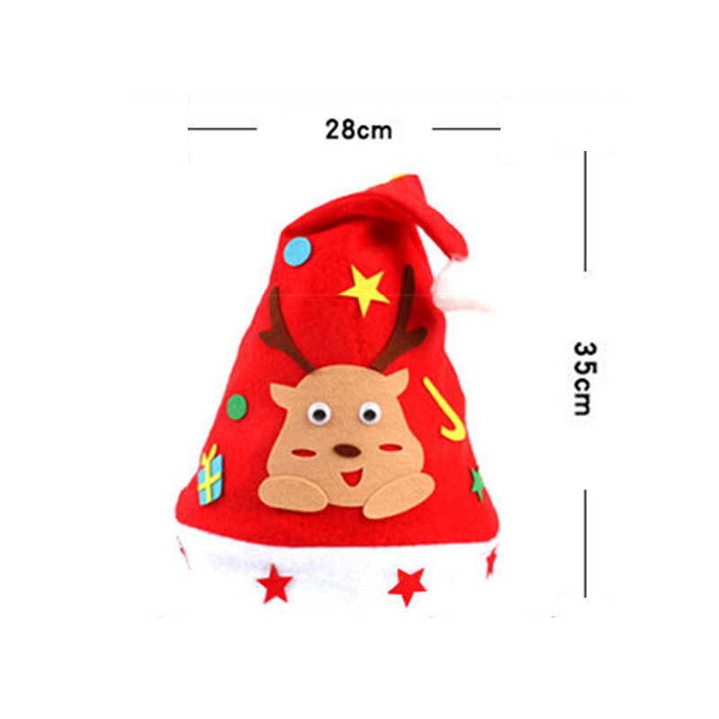 DIY Kerajinan Natal Mainan Buatan Tangan Topi Natal Non-tenun Kartun Kreatif Seni Kerajinan Kit Dekorasi Hadiah Natal untuk Anak-anak