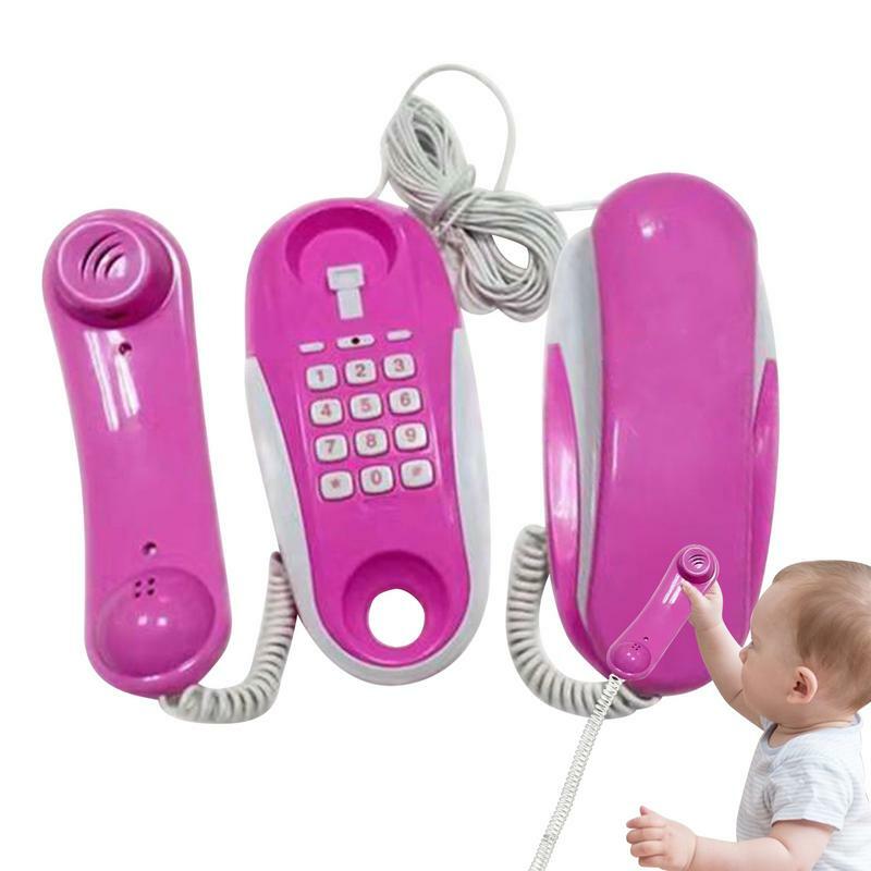 Kids Toy Phone Fun Learning Toys Kids Play Phone Intercom Realistic Cell Phone Design With 23Ft Phone Line Birthday Christmas To