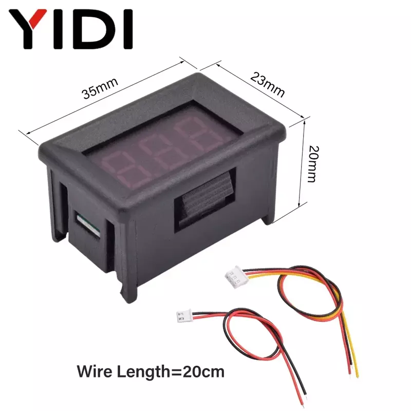 Mini voltímetro con pantalla Digital LED para coche, Detector de voltaje de 0,36-30VDC, calibrador de lectura, 5 piezas, 100 pulgadas, CC de 0-2,3 V