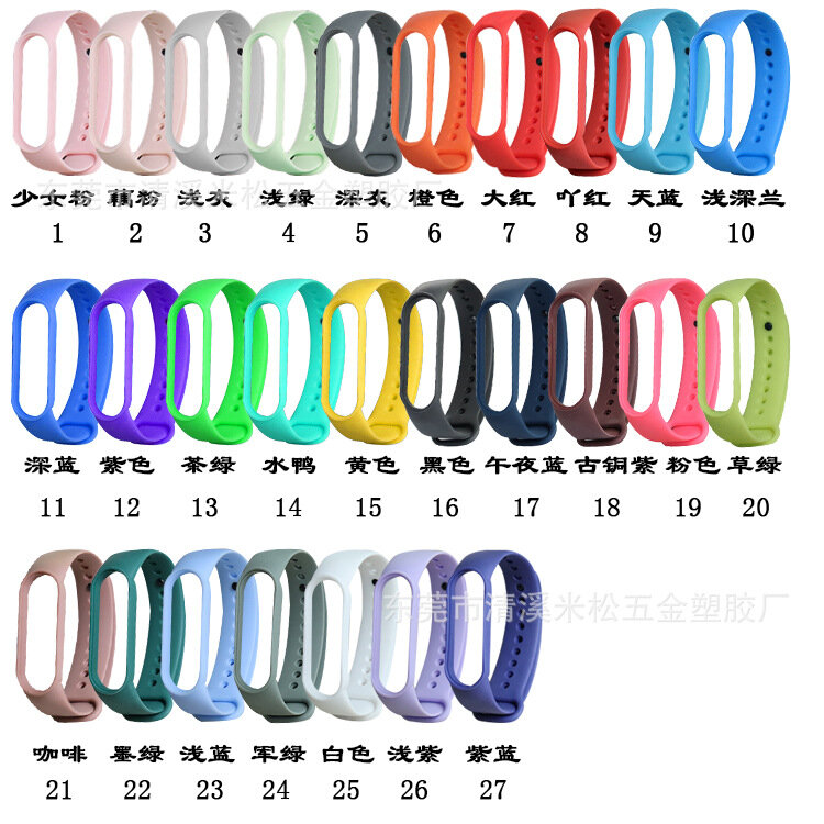 Tali gelang promosi untuk Xiaomi Mi Band 5/6 biru tua tahan lama hijau multiwarna merah muda bahan silikon