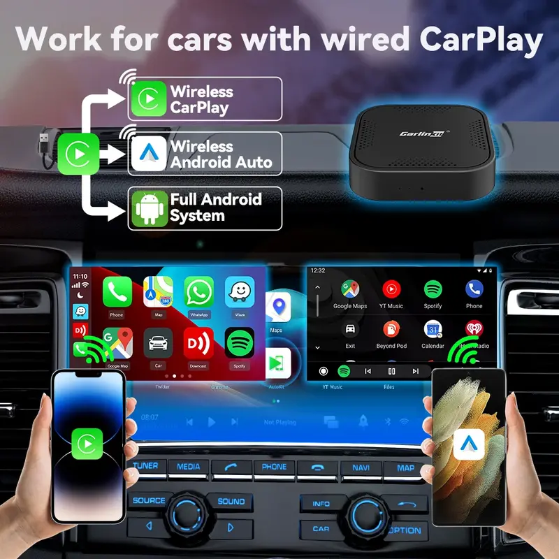 Carlinkit-ミニカープレイボックス,Androidワイヤレスデコーダー,Carplay,Netflix,YouTube,スマートTV, 8コア,4g,64g