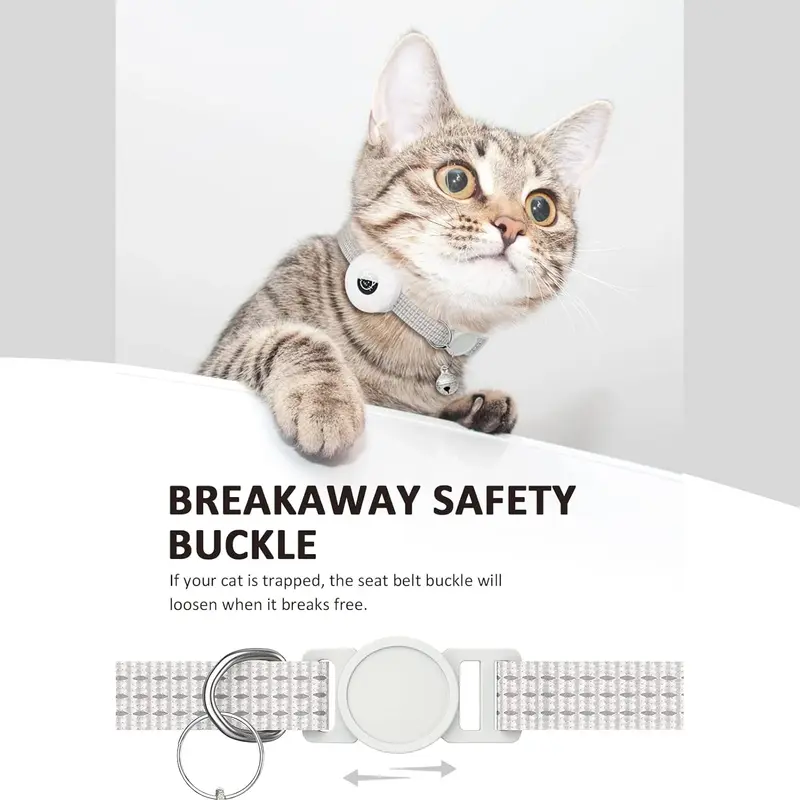 Für Apple Airtag Katzen halsband, Air Tag Haustier halsband mit Airtag Halter und Glocke reflektieren des GPS Kätzchen halsband für Mädchen Junge Katzen Gatos