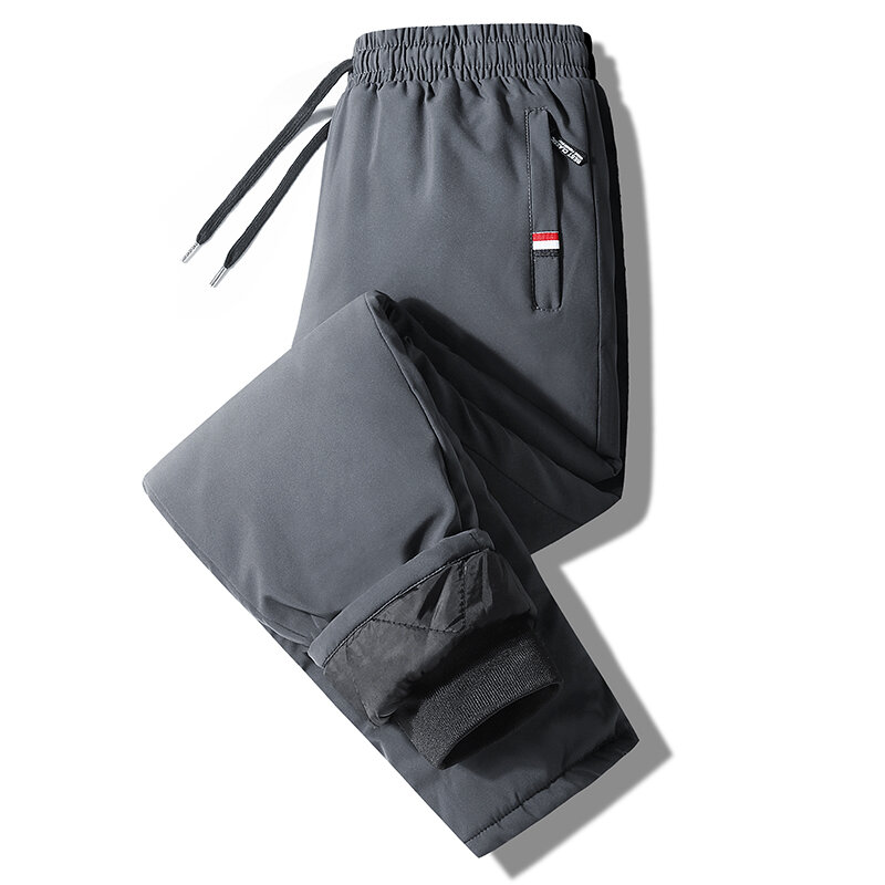 Spodnie na jesień męska elastyczna talia odzież sportowa nowa zima wodoodporne i ciepłe spodnie męskie duży rozmiar luźny, puchowy spodnie 7Xl