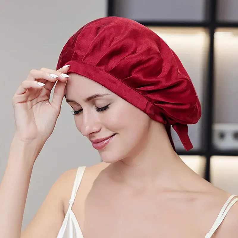 100% Silk Bonnet For Women  Mulberry Silk Turban For Hair Sleeping Night Cap Hair Loss Sleep Natual Pure Silk Hair Wrap Headwrap