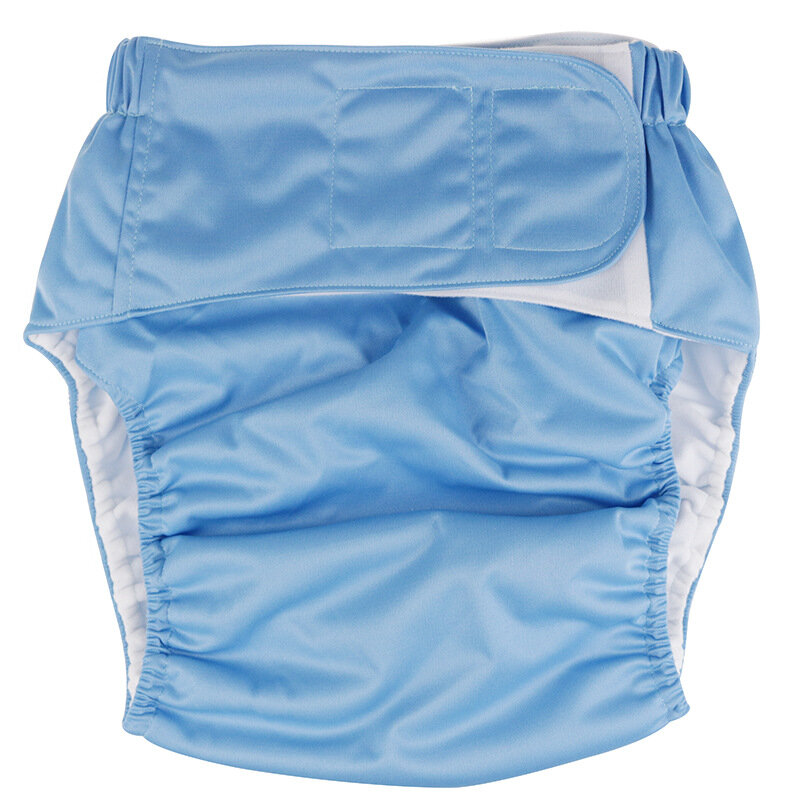 Couche lavable à gril bleu pour adultes, couche-culotte réutilisable, insertion de boucle à crochet, hygiène féminine, femmes et hommes handicapés