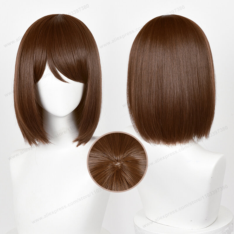 Anime Ieiri Shoko Cosplay Wig Ieiri 32cm Short Brown Scalp Women Hair Heat Resistant Synthetic Wig + Wig Cap