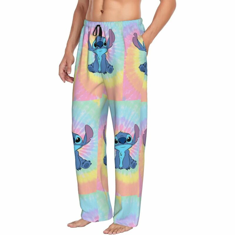Custom Printed Colorfull Stitch Poster Pajama Pants Men Sleep Sleepwear Bottoms with Pockets