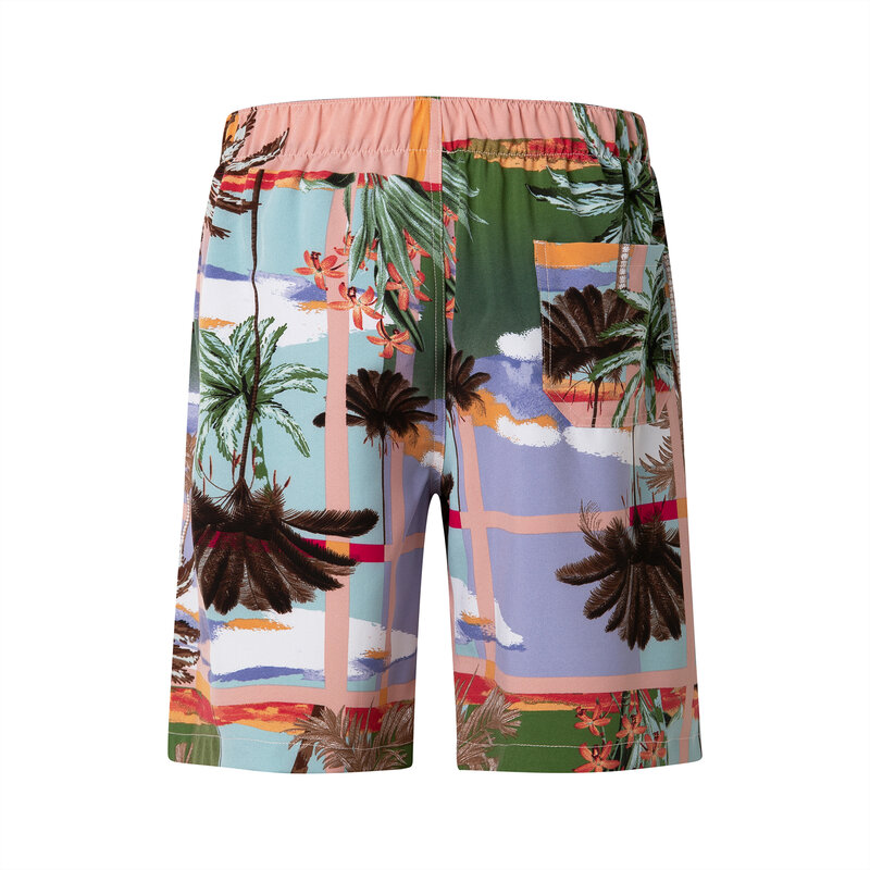 Camisas de manga curta estampadas florais masculinas, com botão baixo, poliéster, unissex, roupa de praia do verão, conjunto havaiano