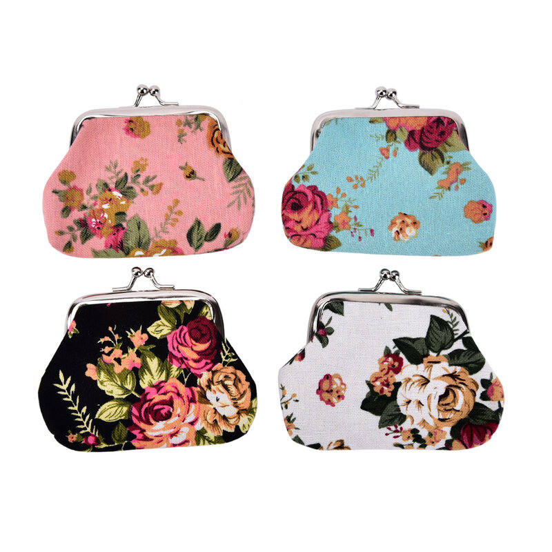 Women Coin Purse Flower Printing Ladies Coin Purse Pocket Coin Pouch Key Credit