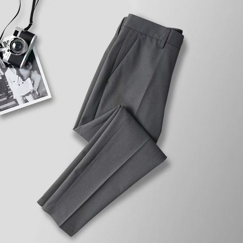 High Quality Trousers Suit Pants 1pcs 28-36 Drape Menswear Mid-waist No Elasticity Polyester Slim Fit Solid Color
