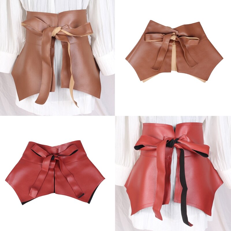 Classique rétro femmes ceintures à volants bord Simple large taille ceinture décontracté tout-Match robes en jean ceinture