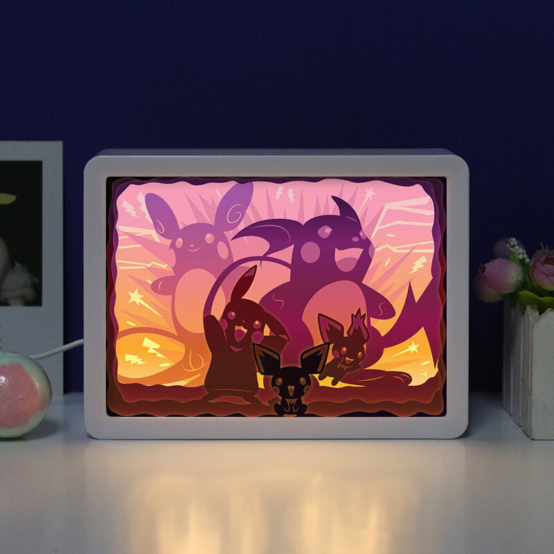 Marco de caja de sombra de lámpara 3D luz nocturna para niños luz Led Usb caja de luz de corte de papel lámpara de mesita de noche personalizada Anime decoración de habitación regalos