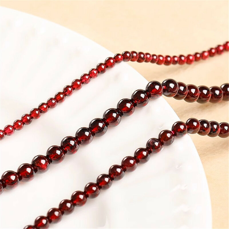 Natural Wine Red 3A Grade Pomegranate Round Loose Beads DIY Handmade Beaded Bracelet Necklace Ear Jewelry Material Matching Bead