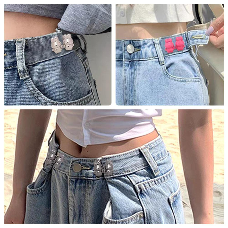 Cute Detachable Rabbit Metal Buttons Snap Fastener Pants Pin for Jeans Closing Artifact Tightening Waistband Button Adjustable