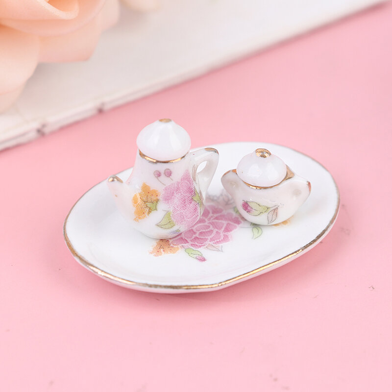 1set Miniature Doll House Porcelain Coffee Tea Cups Ceramic Tableware Dollhouse Kitchen Accessories