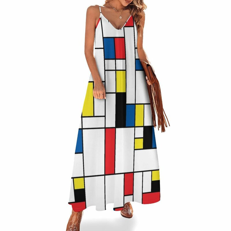 Mondrian ärmelloses Kleid elegante und hübsche Damen kleider Ballkleid