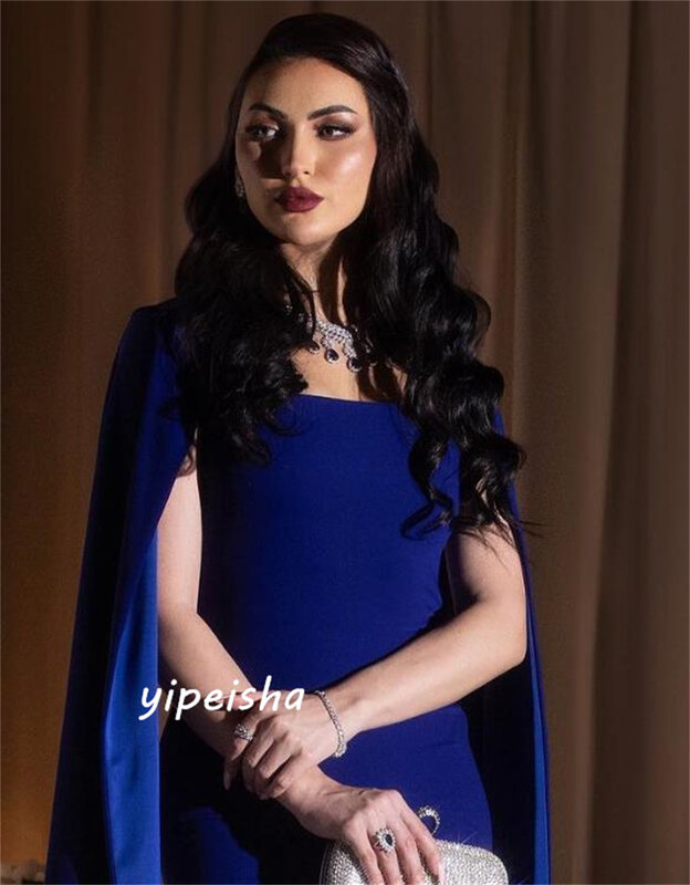 Evening Prom Dress Saudi Arabia Jersey Feather Draped Pleat Prom A-line Square Collar Bespoke Occasion Gown Midi Dresses