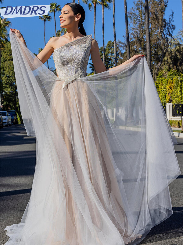 Charming Strapless Dress 2024 Elegant Tulle A-Line Evening Dresses Sexy Applique Floor-length Gowns Vestidos De Novia