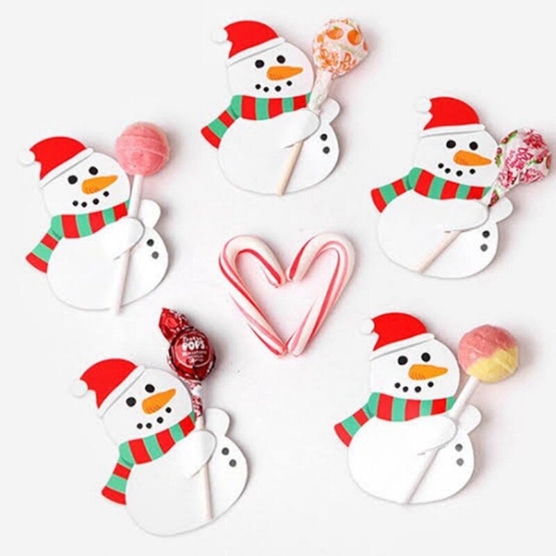 25PCS Christmas Lollipop Paper Cards Santa Claus Festival Kids Birthday Party Candy Gifts Package Wrapping Decoration