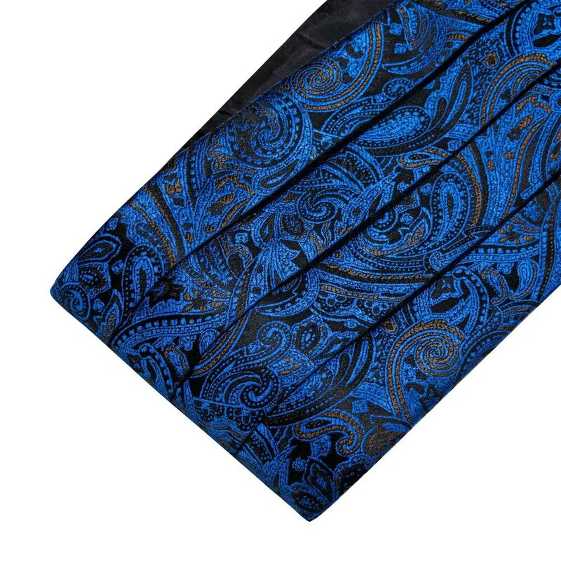 Conjunto de gemelos cuadrados de bolsillo para hombre, accesorios clásicos de Cachemira, pajarita de seda, fiesta de boda, Barry.Wang, azul marino, 1031