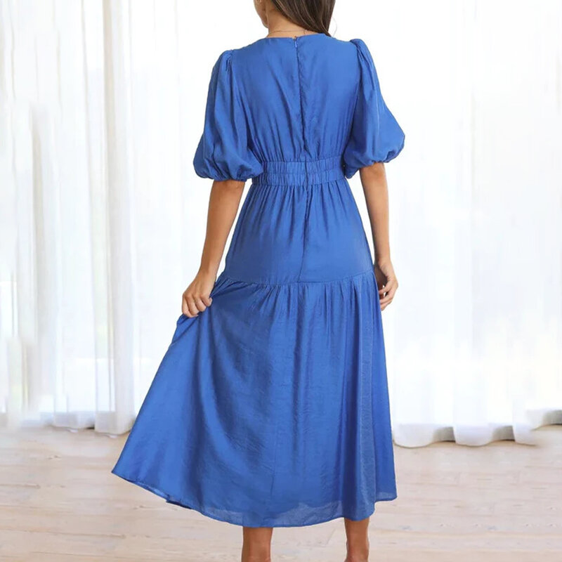 Skirt Womens Dress Crinkle Tiered Dress Daily Elegant Holiday Lantern Sleeve Regular Slight Strech New Stylish