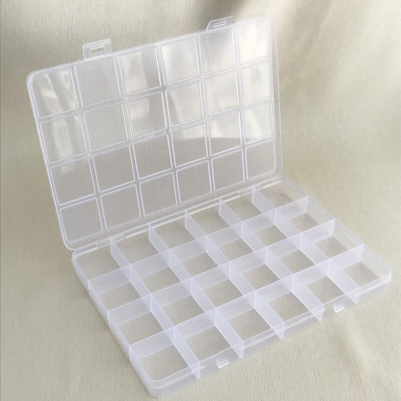 実用的な透明プラスチック製収納ボックス,24個のコンパートメント,ジュエリー,イヤリング,ネジ,ケース,ディスプレイオーガナイザーコンテナ用