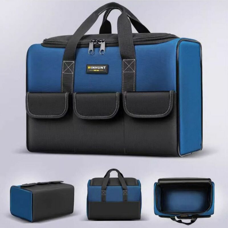 حقيبة أدوات أوكسفورد مربعة ، متينة ، مقاومة للماء ، مجموعة أدوات ذات سعة كبيرة ، متعددة الوظائف ، جيوب متعددة ، حقيبة كهربائية