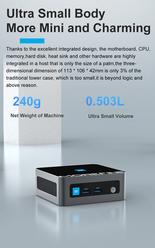 Mini PC Intel Alder Lake N100 12e génération, ordinateur de bureau, 2023 GHz max, DDR4, NVcloser, Wi-Fi 6, 2x HDMI 3.4, 4K @ 60Hz, 4 x USB 3.2, 2.0