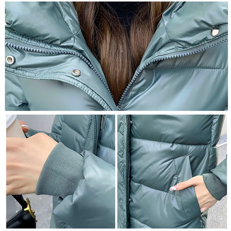여성용 방풍 후드 코트, 오버사이즈 4Xl 스노우 겨울 파카, 한국 따뜻한 롱 오버코트, 단색 패딩 퀼트 재킷, 패션