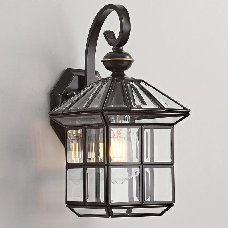 Buitenwandlamp 13.4 "H, Anti-Roest Waterdichte Wandbevestigingslamp Met Helder Glas, Koperbrons Buitenwandlamp