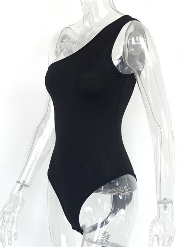 Боди женское пикантное облегающее без рукавов, однотонный комбинезон на одно плечо, пикантный Облегающий комбинезон, AA4611
