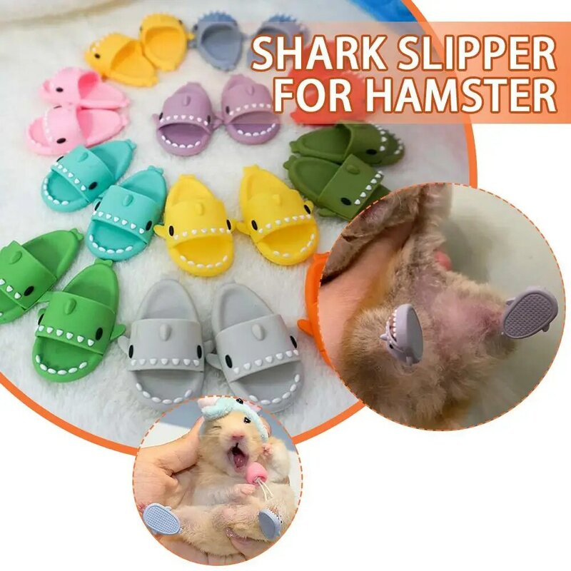 미니 상어 슬리퍼 재미있는 실리콘 애완 동물 장난감, 작은 거북이, 작은 도마뱀, 고슴도치 햄스터 신발, 귀여운 작은 애완 동물 옷
