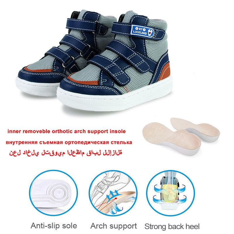 Ortoluckland-Zapatillas ortopédicas para niños y niñas, zapatos para correr con puntera plana, suela de soporte para arco