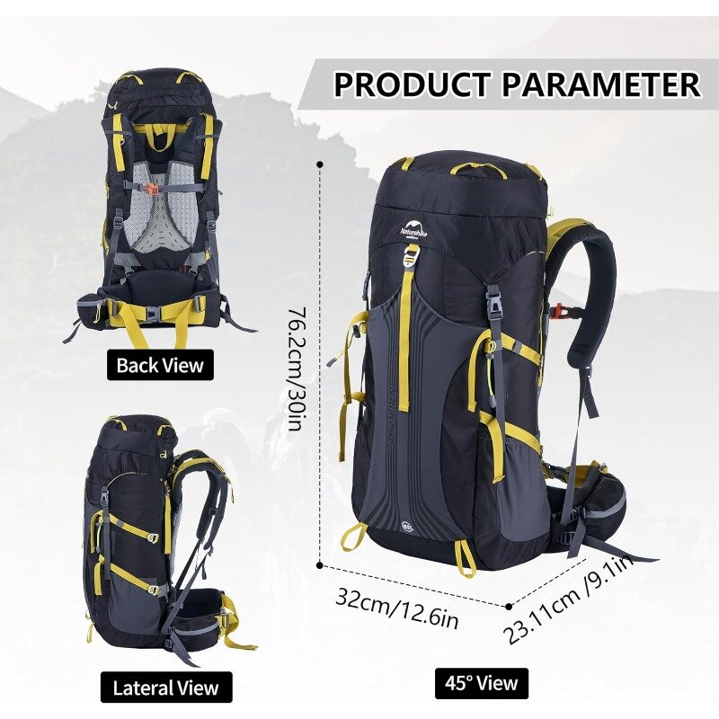 Дорожный рюкзак, рюкзак для походов, горного кемпинга, альпинизма, водонепроницаемый дождевик в комплекте, черный