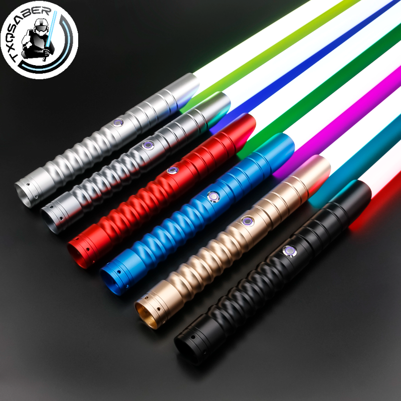 Пиксельная Плавная Поворотная световая меч TXQSABER RGB с металлической ручкой, тяжелая дуэль, изменение цвета силы, лазерный меч, детские игрушки